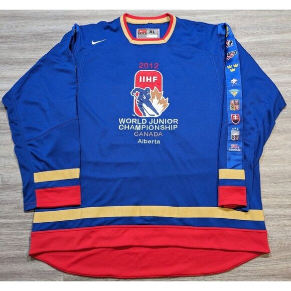 Nike XL World Junior Championship 2012 IIHF Alberta Canada Hockey Jersey Blue - Picture 1 of 10
